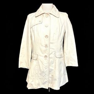 Laundry By Shelli Segal Cream Trench Coat with Pink Trimmings, Size M